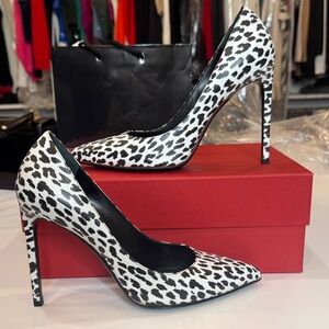 Yves Saint Laurent Black and White Animal Print Heels